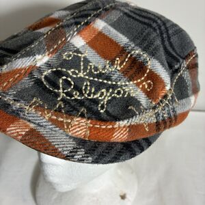 True Religion Newsboy Hat Mens Multicolored Patchwork Leather Accents stitched
